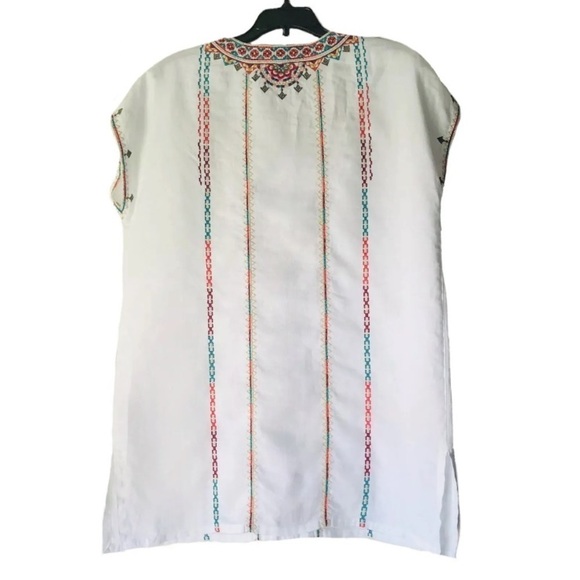 Johnny Was Verena Linen Easy Yoke Embroidered Tunic - Picture 3 of 12
